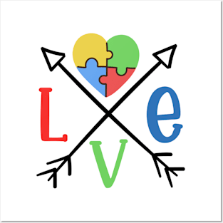 Love Puzzle Piece Autism Awareness Gift for Birthday, Mother's Day, Thanksgiving, Christmas Posters and Art